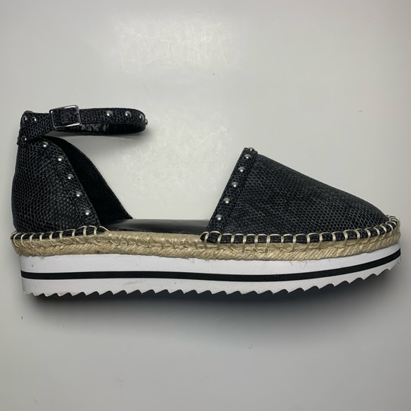 Jennifer Lopez Shoes Jlo Black Leather Espadrille Platform Sandals